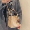 Womens Genuine Leather Bucket Bag Shoulder Crossbody Urban Minimalist Style Medium Size