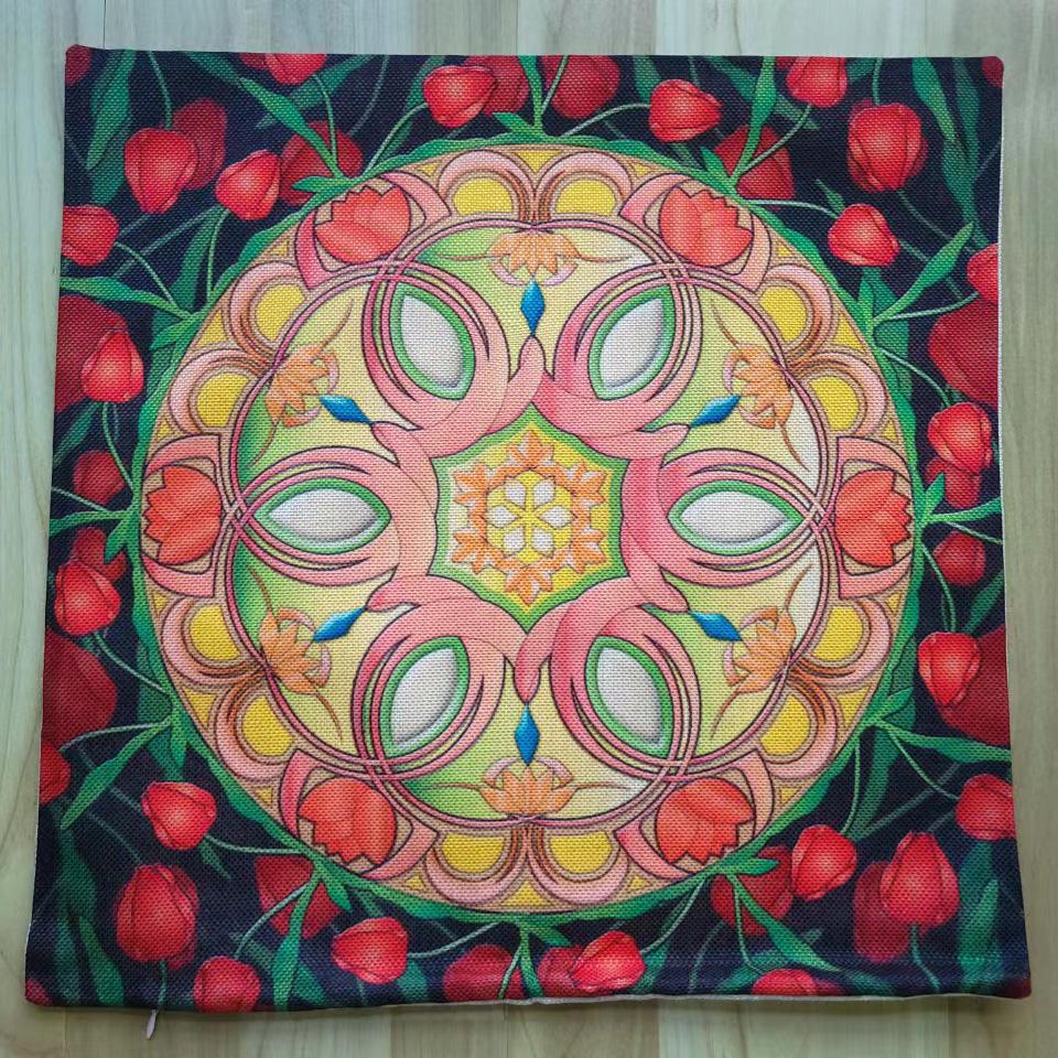 Special Sale Mandala Motif Bohemian Mediterranean Floral Plant Pattern Linen Home Decoration Pillow Case Sofa Cushion Cover Case