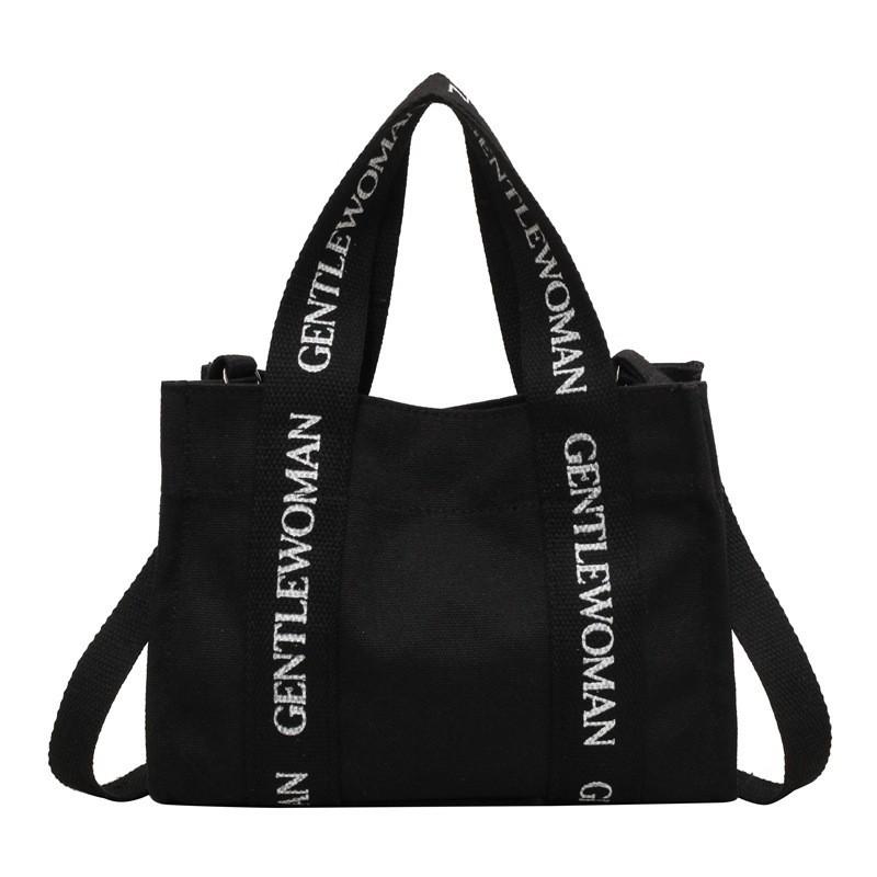 Fashionable Canvas Tote Bag With Alphabet Print Shoulder Bag For Women