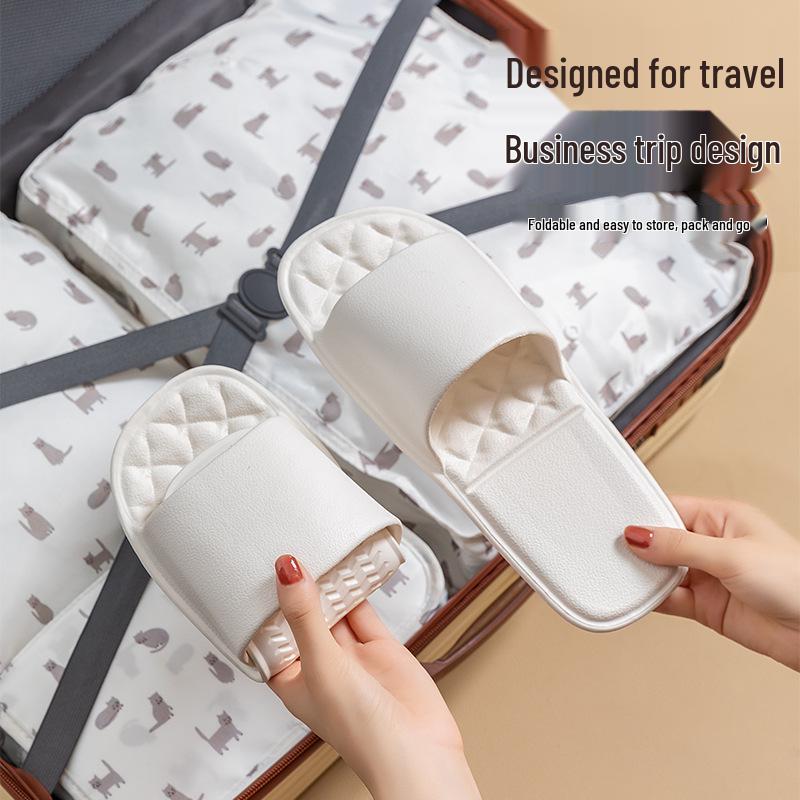 Foldable Anti-slip Travel Slippers for Women - Portable Home, Hotel, or Pool Use