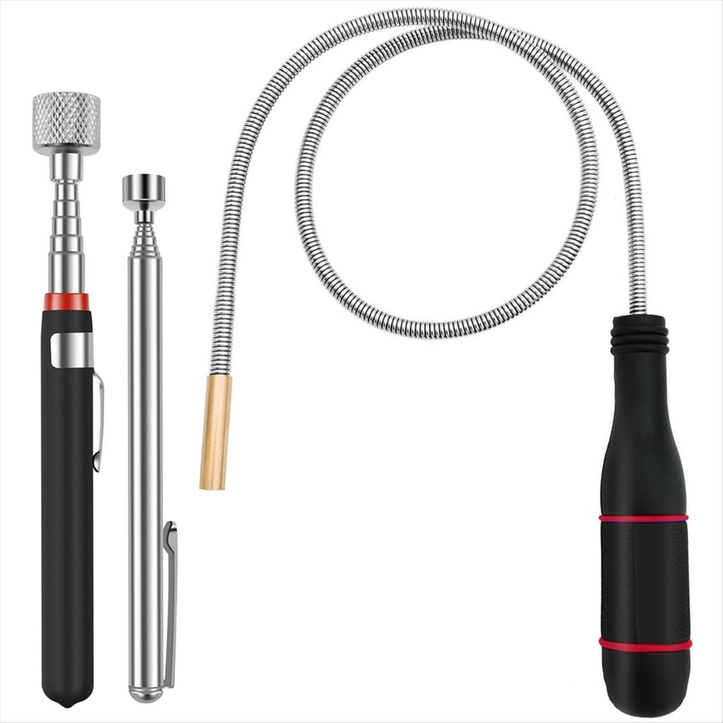 BHBL 3 Pack Magnetic Pickup Tool- Extendable Magnet, Telescopic Magnetic Pick-Up Tool, Bendable Flexible Magnetic Pickup Tool
