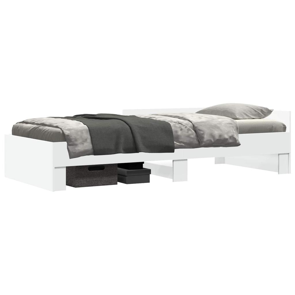 White Bed Frame with Headboard 80 X 200 Cm Engineered Wood