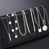 6-Delige Vintage Gelaagde Ketting Set Voor Vrouwen Munt Schijf Hangslot Hanger T-Bar Kettingen Trendy Streetwear Sieraden Cadeaus 2026