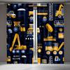 2pcs Construction Vehicle Curtains with Bulldozer   Crane   and Excavator Designs for Room Decorative curtains