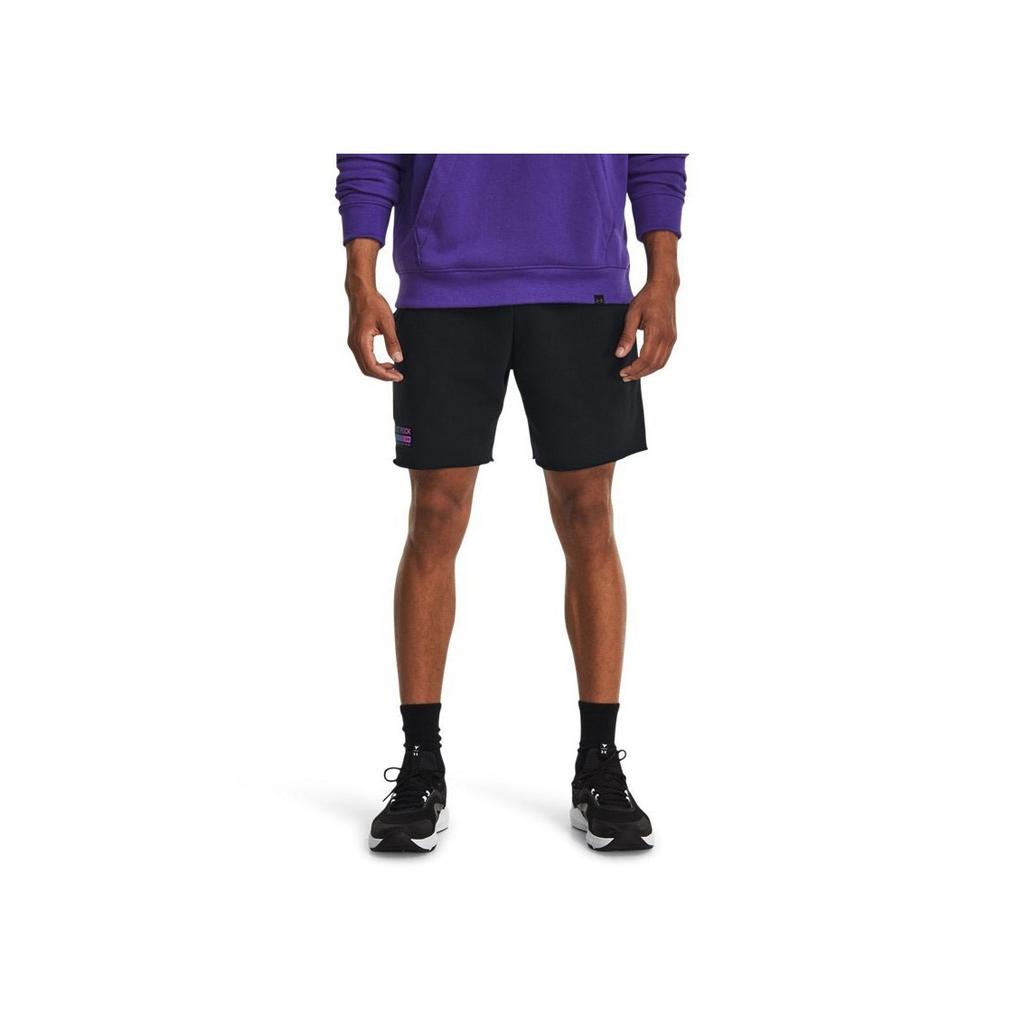 Under Armour Johnson Series Solid Color Elastic Waist High Weight Cotton Sports Shorts Men Shorts Black 1380160-001