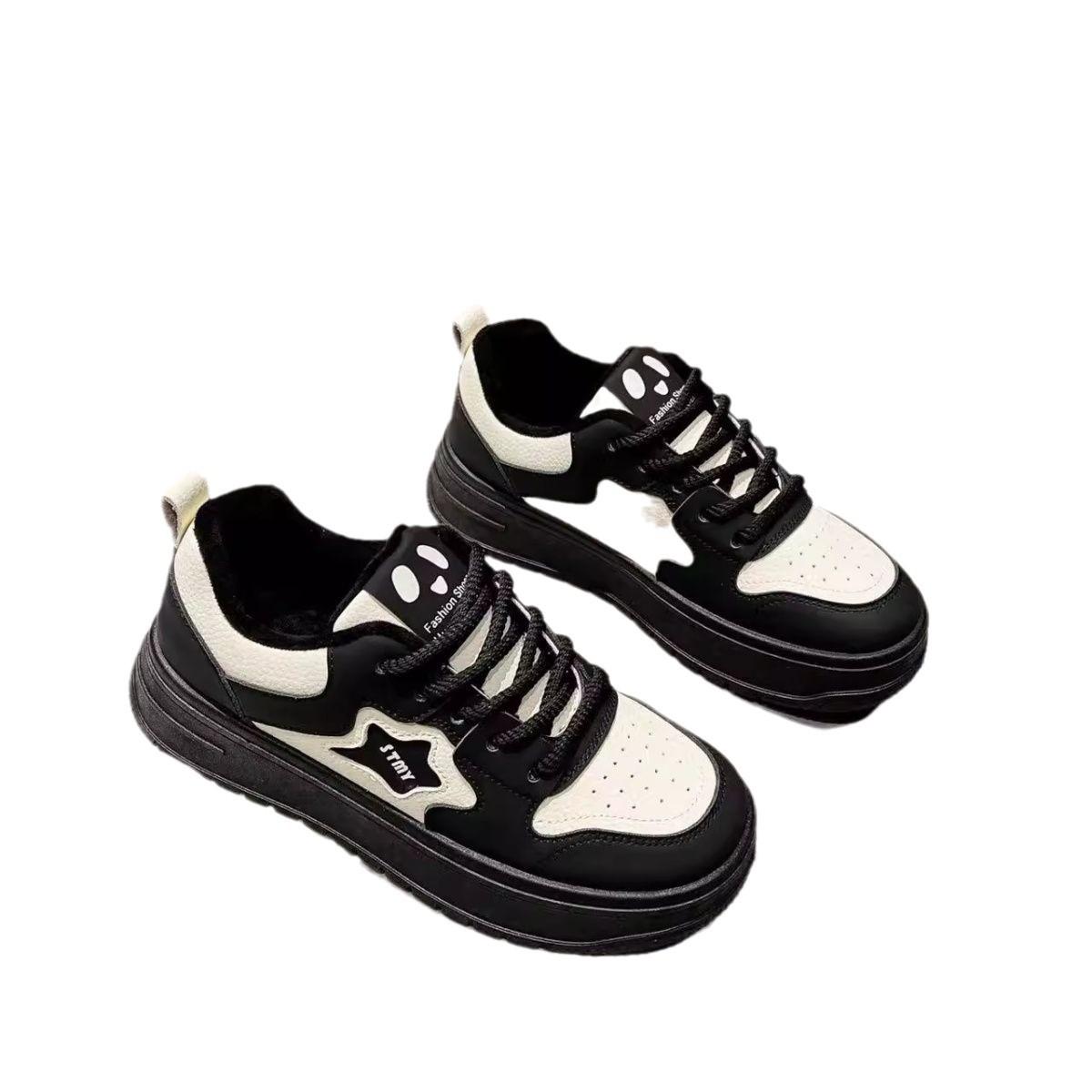 

Черно-белые звезды мягкая подошва обувь женская 2025 новая высокая ценность взрыв корейская версия ins обувь спортивные маленькие белые туфли тренд 40