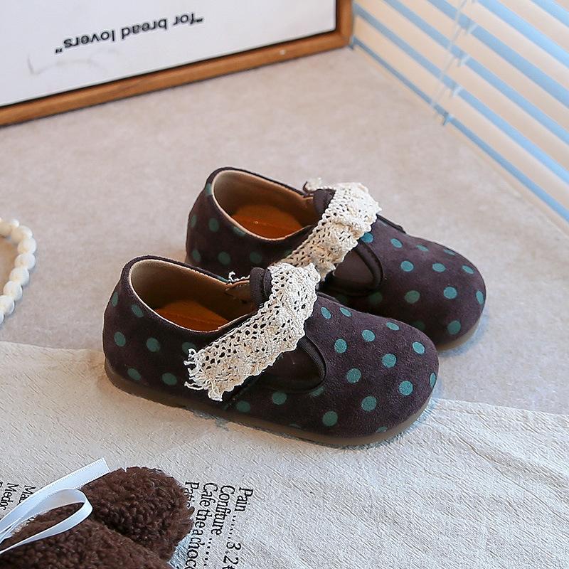 

Кожаная обувь для девочек 2025 осень новая в горошек детская обувь принцессы мягкая подошва легкая на липучке кожаная обувь для маленьких девочек тренд 25 хаки