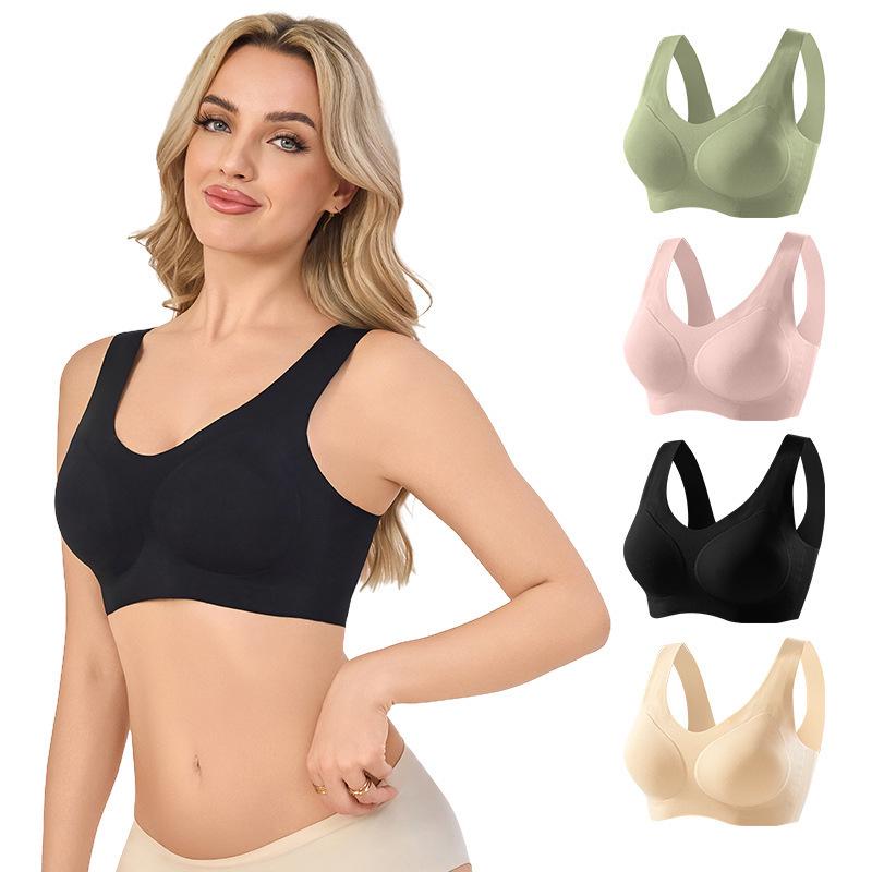 Seamless Wireless Sports Bra for Women - European & American Style with Fixed Cups