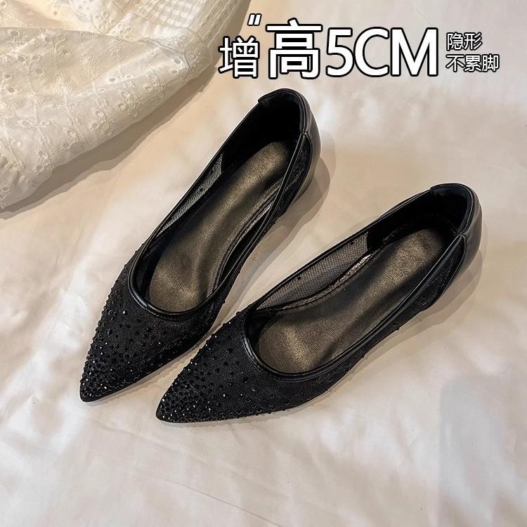 Grape Mother Studiolee Elegant Small Pointed Tip Breathable Mesh Rhinestone Fairy Wind Versatile Shallow Mouth Single Shoes Woman