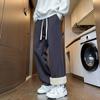 Men's Winter Casual Plus Velvet Thick Pants Straight Trousers Sweatpants Fleece Track Pants Outdoor Korean Clothes