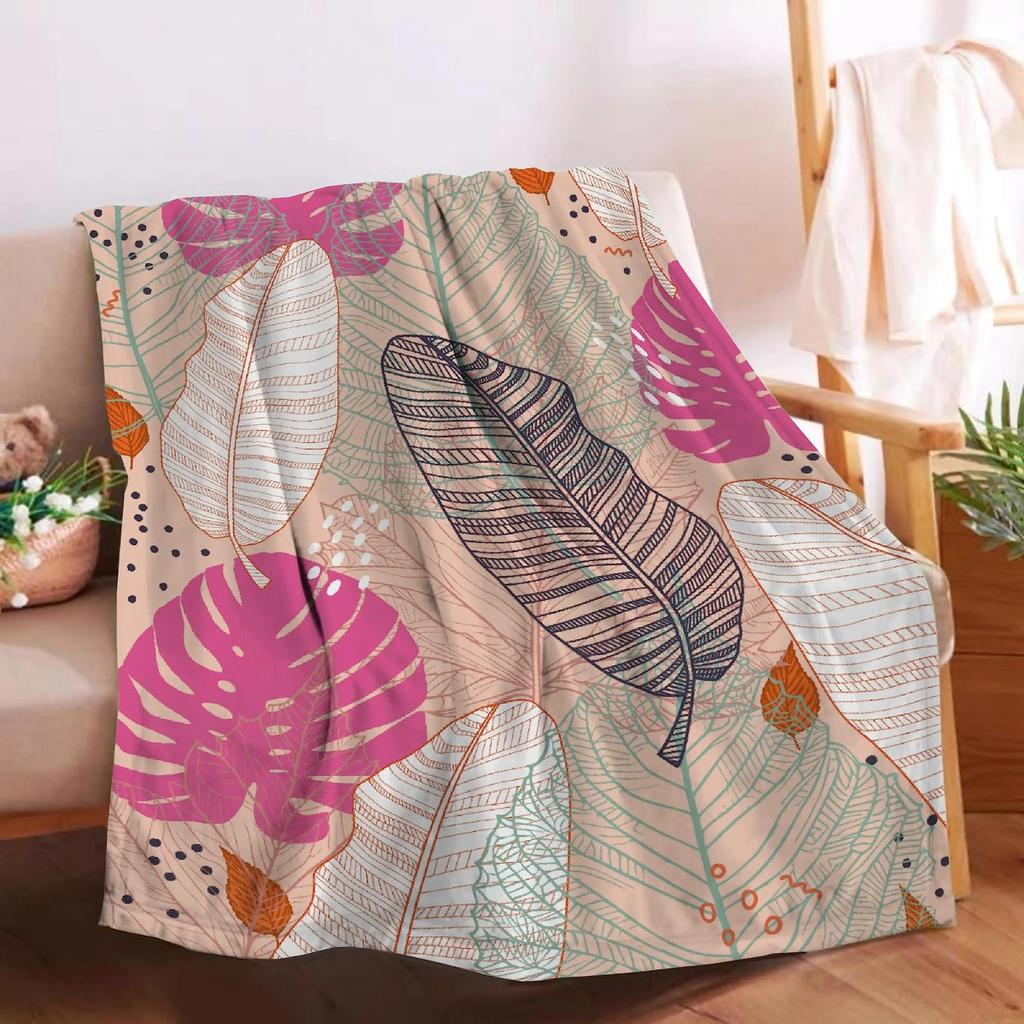 Monstera Deliciosa Palms Throw Blanket Tropical Plants Home Soft Cozy Blanket Lightweight Microplush Decor Blankets All Season