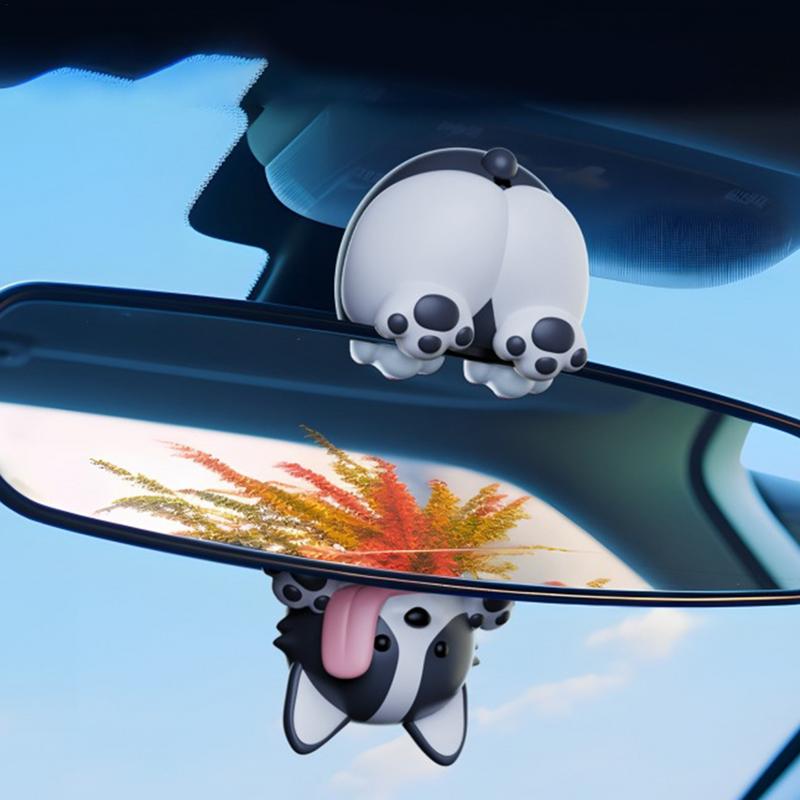 Dog Car Rearview Bobblehead Doll Shaking Head Nodding Dog Ornament Cartoon Bobblehead Rear View Decor Dog For Women Teen Girl