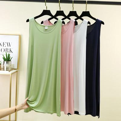 Sommer Leichter Tanktop-Kleid Lässig Locker A-Linie Ärmellos Kleider Seitenschlitz Lässig Zum Layering Basis Kleid