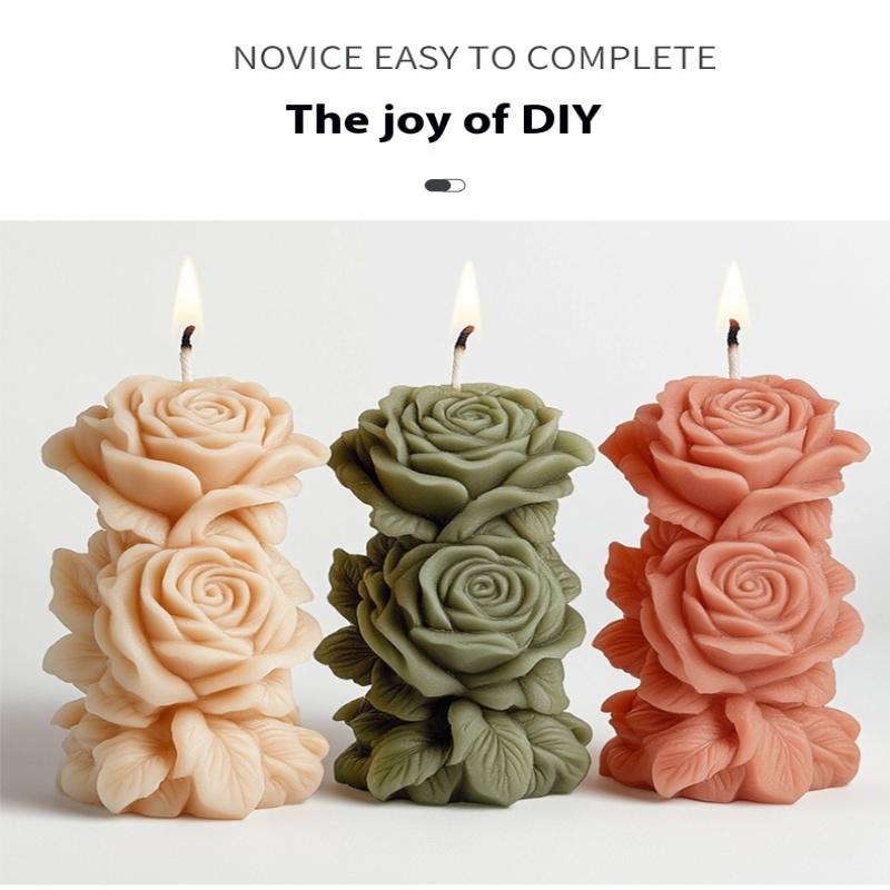 3D Rosen Säulenkerze Silikonform DIY Geometrische Blume Säulenkerze Gipsornamentform Hochzeitsdeko
