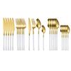 24pcs Stainless Steel Cutlery Black Gold Mirror Dinnerware Set Tableware Knife Fork Coffee Spoon Flatware Dishwasher Safe Dinner