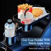 Car Cup Holder Expander Multi-Function Drink Holder with Food Table 360-Degree Adjustable Base Tray for Snack