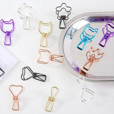 6 Pcs/Set Retro Metal Fish Clip Hollowed Out Design Binder Clip Hand Book Small Book Folder Creative Stationery Office Clip