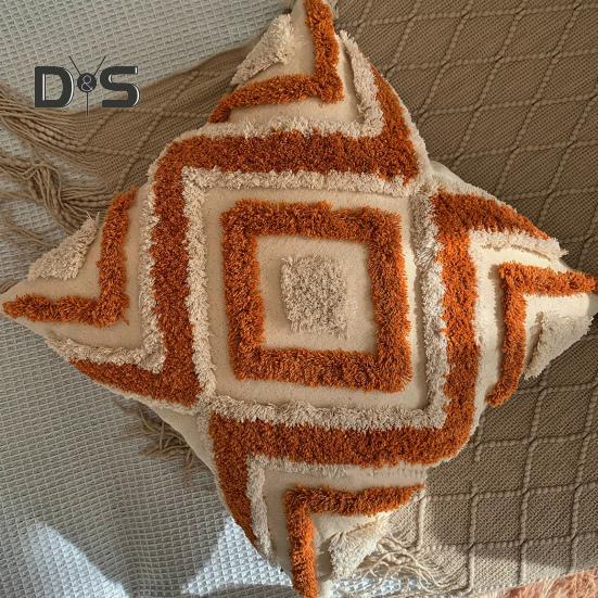 Vyšívaný povlak na polštář Všívaný povlak na polštářek se střapci Bavlněný lněný ozdobný povlak na polštář do auta na rozkládací pohovku