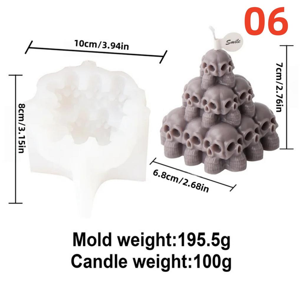 1PC Halloween Silicone Skull Head Mold Candle Resin Casting Home Decor Aromatherapy Plaster Craft Candle Gift Making Tool