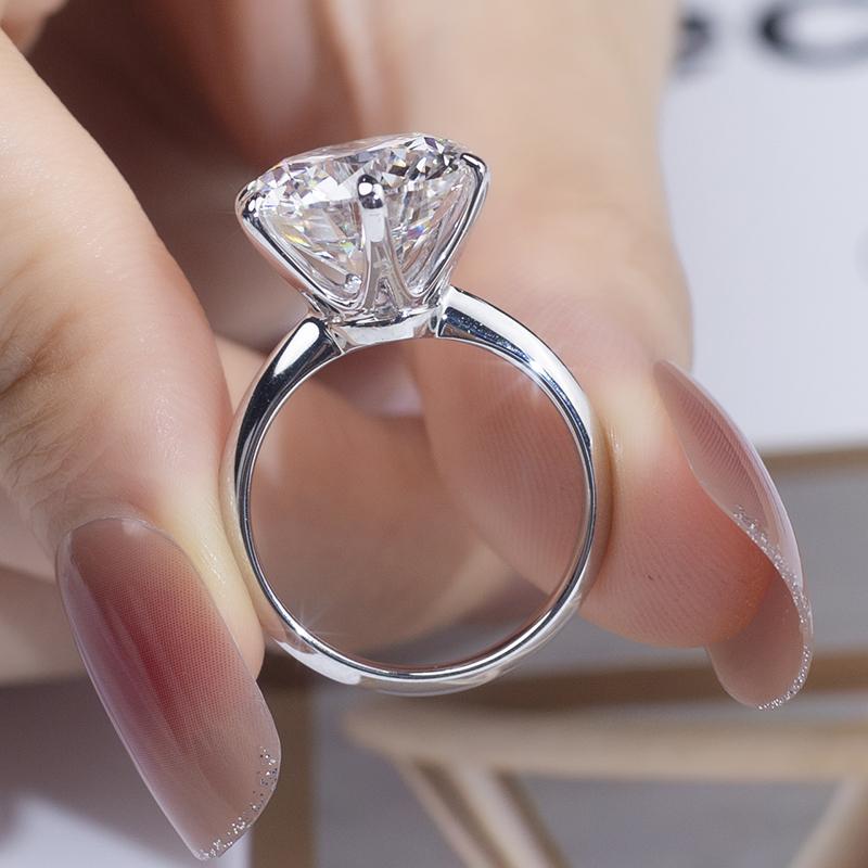 Messi Jewelry 18K White Gold Round Cut Lab Diamond Women Luxury Engagement Rings