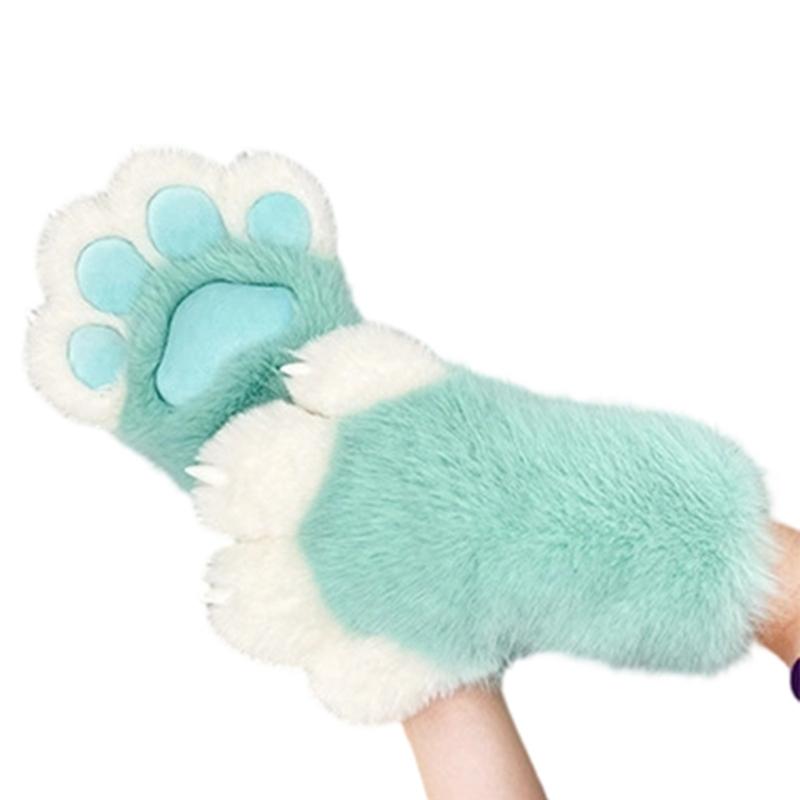 Furry Cats Paws Gloves Fursuit Costume Gloves Handwear for Halloween Party Dressingup Cosplay Accessories Hand Gloves