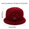Casual Flower Floral Knitted Bucket Hat Handmade Woolen Hat Wide Brim Crochet Warm Fisherman Hat Middle-aged Elderly