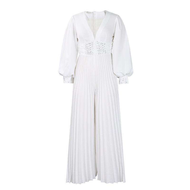 Large Size Beaded Mesh Fashion Casual Loose Wide-leg Jumpsuit