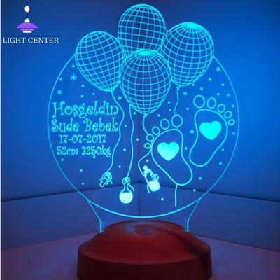 Anpassbare 3D-/Geburtstags-Themen-Nachtlampen Kinderlampe Mond-Nachtlicht Zimmerlampe Schreibtischdekoration Coole Lampen