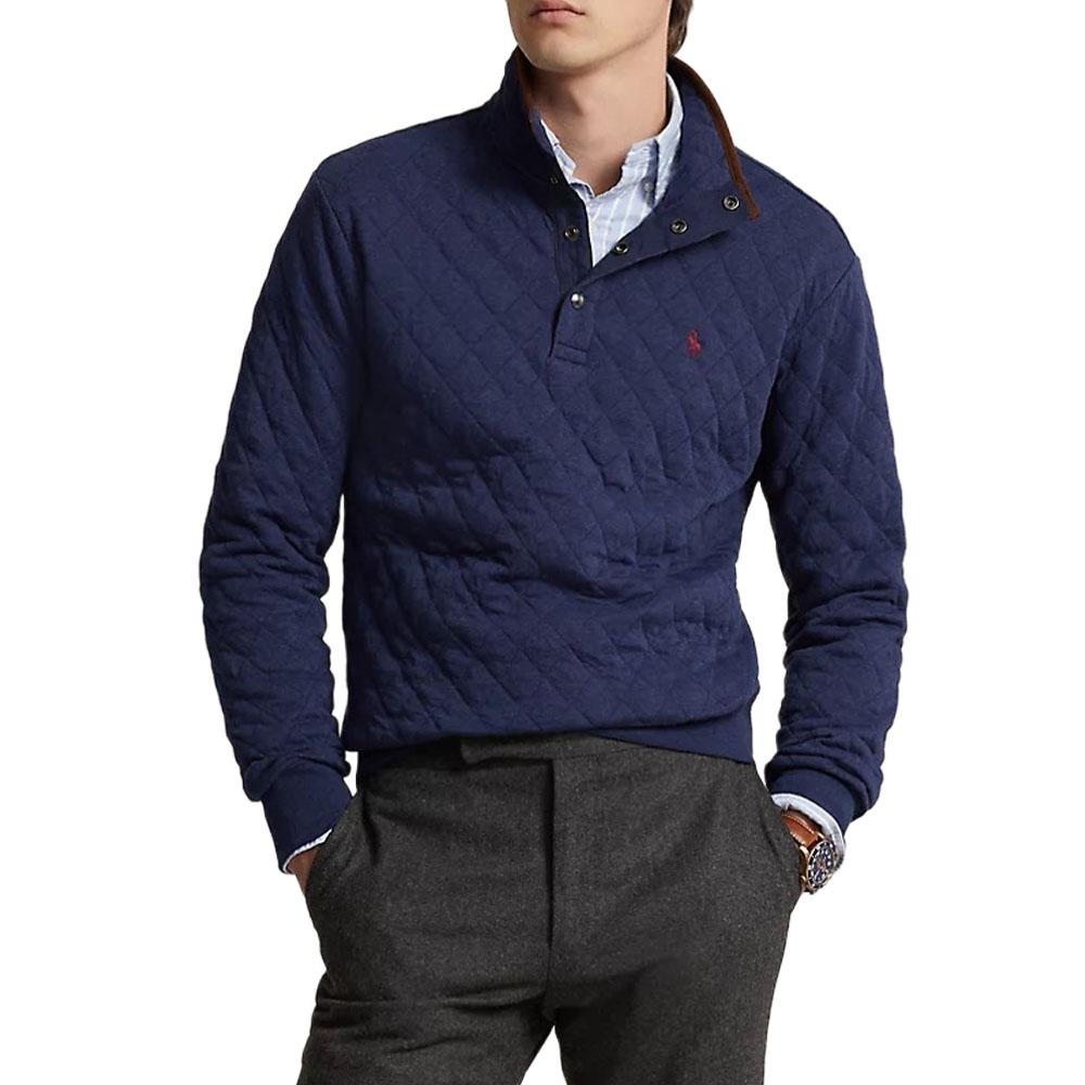 Polo Ralph Lauren SS23 Solid Color Small Pony Embroidered Diamond Pattern Pullover Long Sleeve Sweatshirt Men Sweatshirt Blue 710916640-001