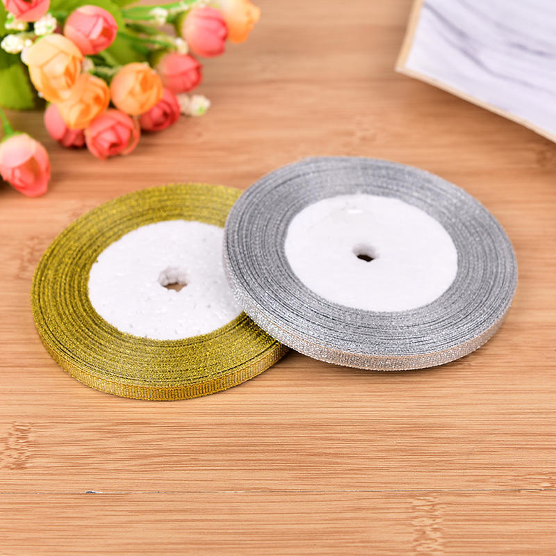 25yards /Roll Silver/Gold Silk Satin Ribbon For Party Home Wedding Decoration