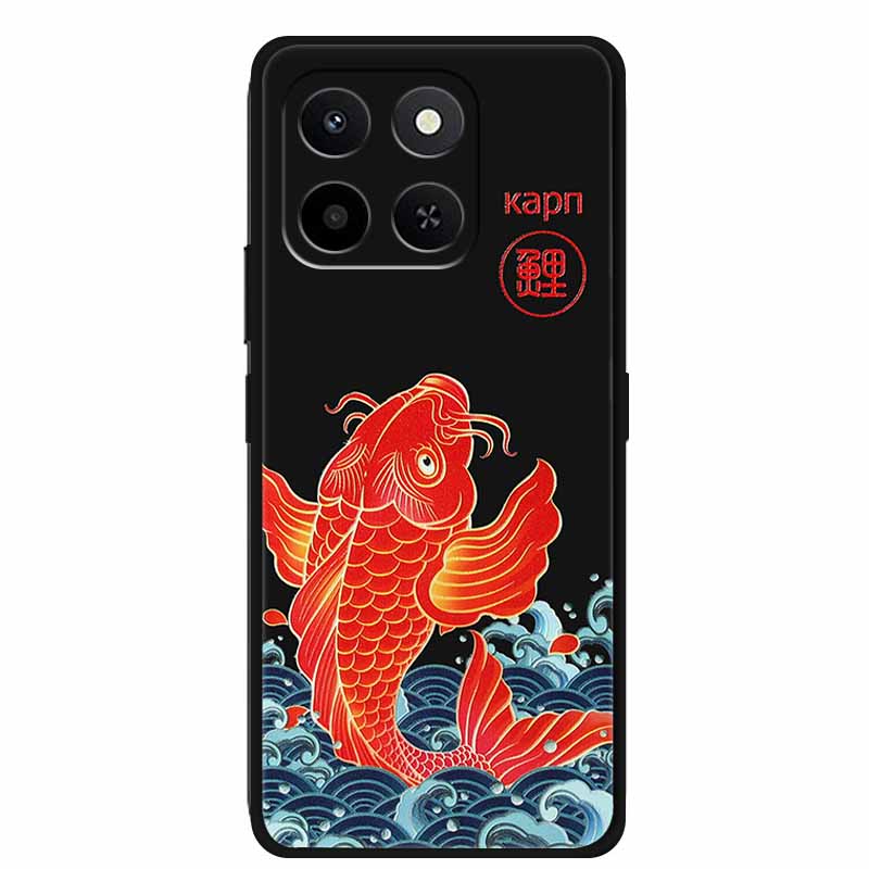 3D Case For Honor X7d 5G Case X 7 d Coque 6.77" Emboss Flowers Black Silicone Soft Back Cover For Honor X7d 4G Cases Shell Funda