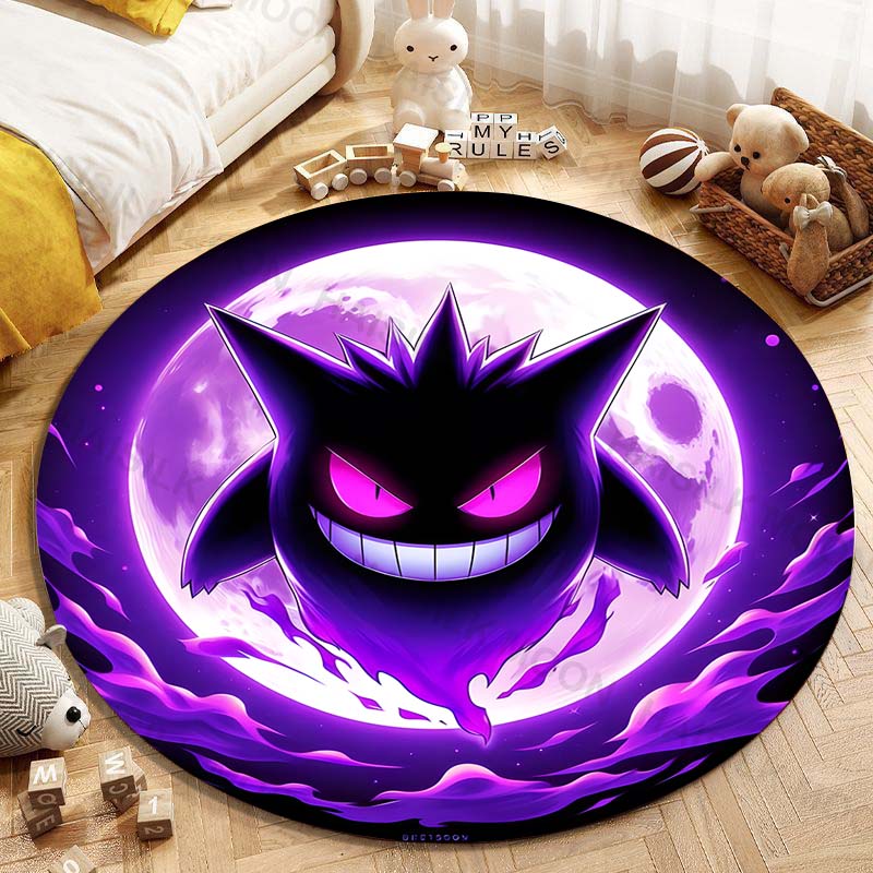 5 Sizes Pokemon Gengar Printing Round Carpet Living Room Bedroom Table and Chair Sofa Decorative Carpet and Rug Play Mat Gift