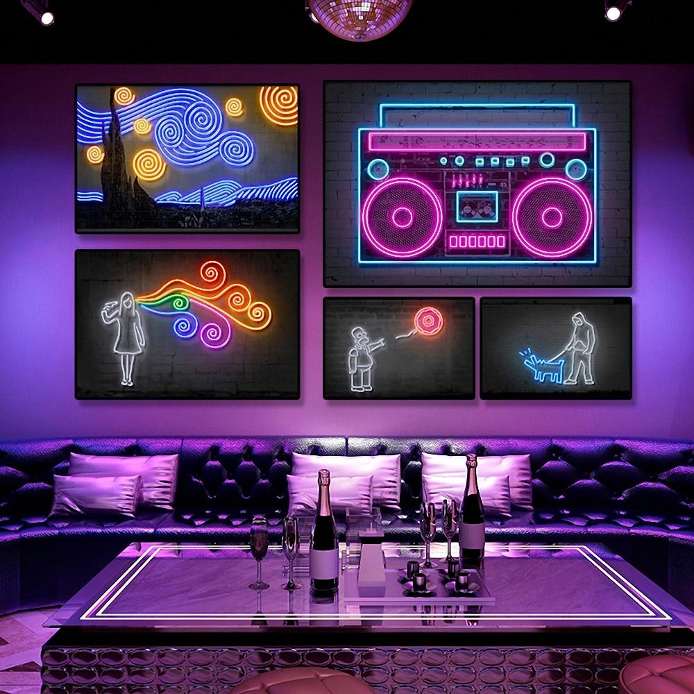 

Настенное искусство Неоновый плакат Уличное искусство Граффити Стена Декоративная картина Создание Неоновая вывеска Искусство Печать Холст Живопись Домашний декор Подарок