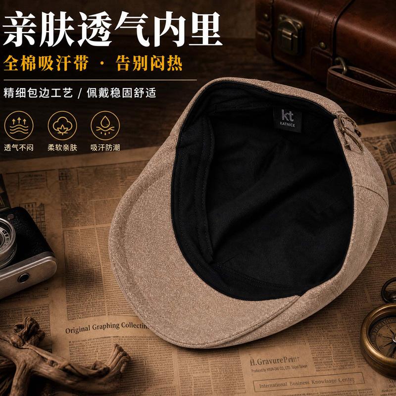 Retro Short Brim Forward Hat Literary and Versatile Beret Autumn and Winter Simple Newsboy Hat Fashionable Commuter Hat Woman