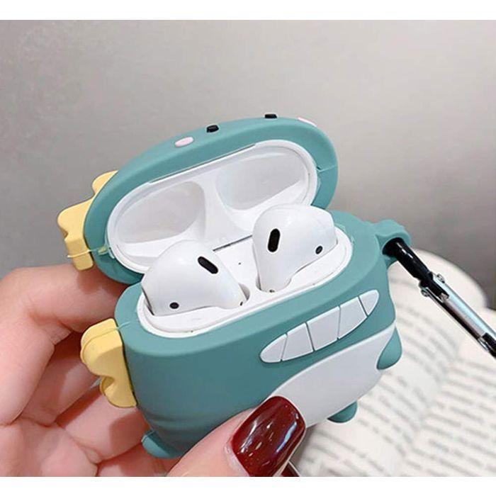 AirPods Pro 2 Hülle - Stoßfester Schutz - Weiches Silikon - Dinosaurier-Motiv - Karabinerhaken Inklusive