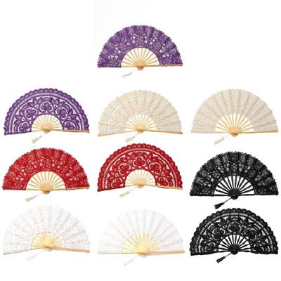 Elegant Lace Fan Handheld Cotton Fan for Wedding  Decors and Parties