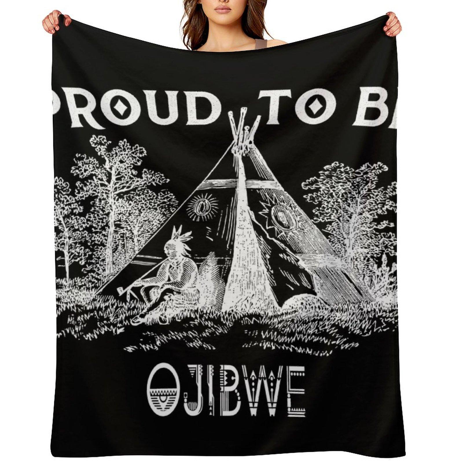 Proud To Be Ojibwe Tribe - Native American Throw Blanket Soft Plaid Furrys Decoratives Beach Blankets 30x40in
