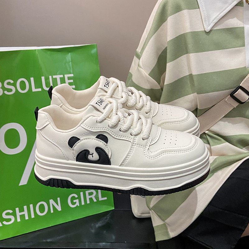 Platform White Shoes Women's Platform 2025 Black and White New Popular Panda Color Matching Versatile Sports Heightening Casual Board Shoes