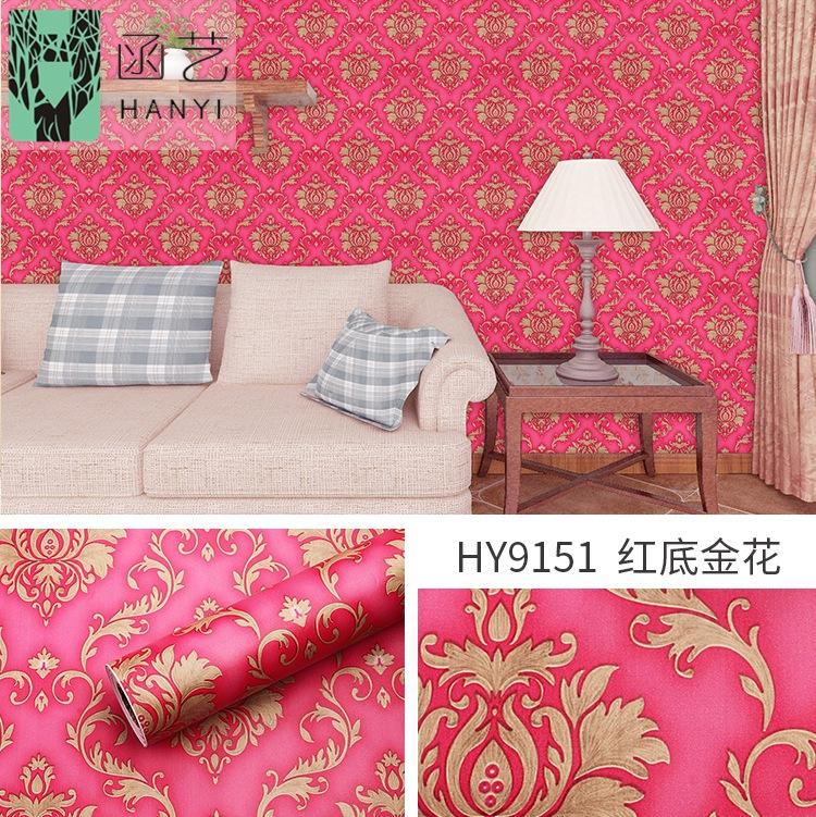 45cm*10m/1 Rolle Europäischer Stil Retro Dekorieren Hintergrundwand Hibiskus Wandbilder Tapete Wohnzimmer Kreative Hauswandaufkleber
