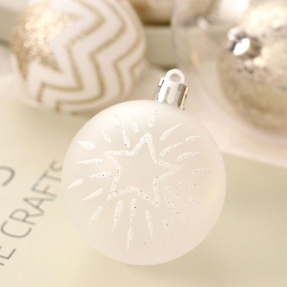 16pcs Champagne Gold White Christmas Balls Shatterproof Christmas Decorations Wedding