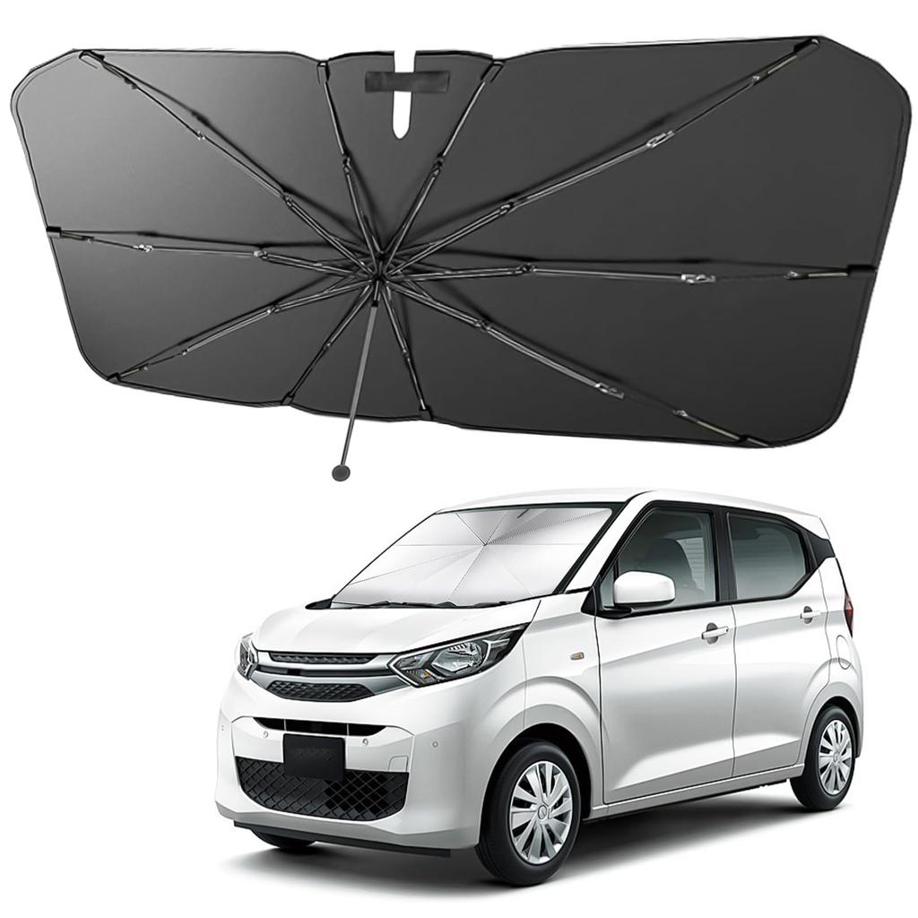 Folding Car Sunshade Folding Car Sunshade Blocks of UV Perfect Fit Compatible with Rearview Mirrors Flexible TPU Center Rod Protects Interior 10