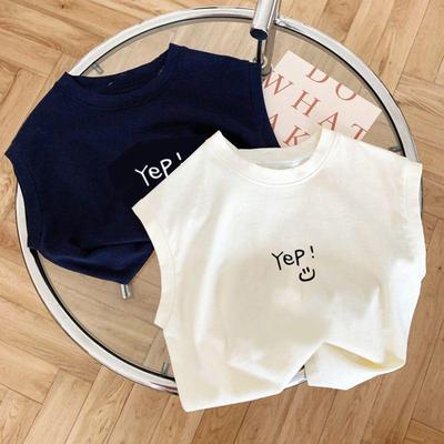 2024 Söt bomullsärmlös baby- och barn-T-shirt - Trendig sommartopp för pojkar och flickor