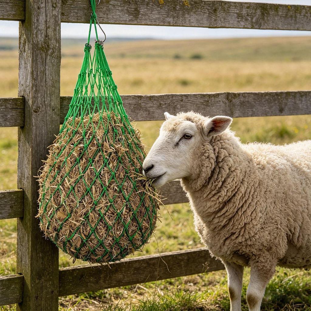 Large Capacity Hay Net Feeder for Horses, Cattle, Sheep, Alpacas - Small Hole Design