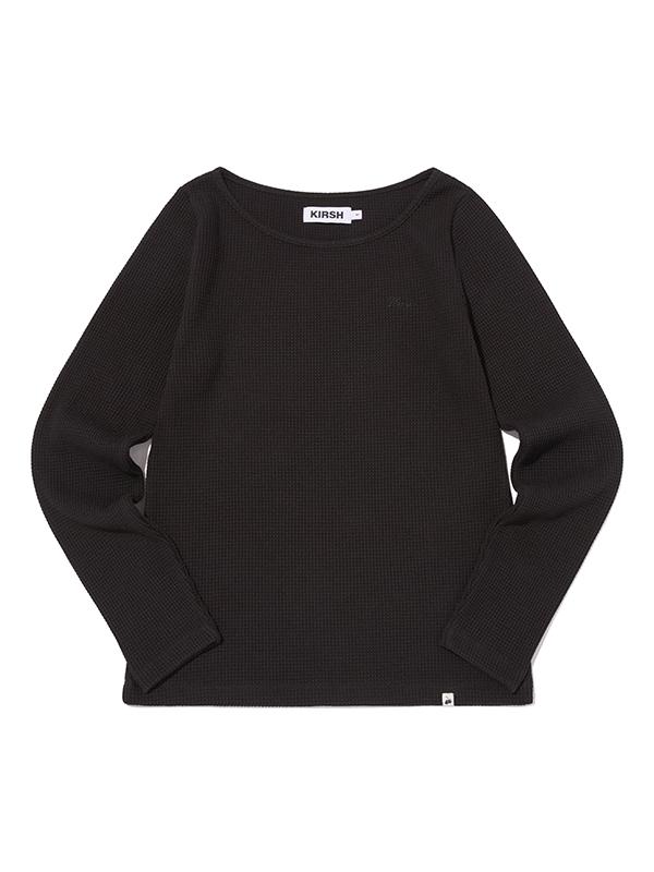 KIRSH Waffle Boat Neck Long Sleeve [Black]