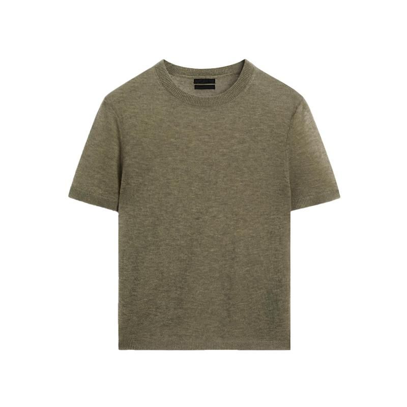 MD Spring New Women's Clothing French Style Casual Light Soft Wool Blended Round Neck Short Sleeve T-shirt 5620617