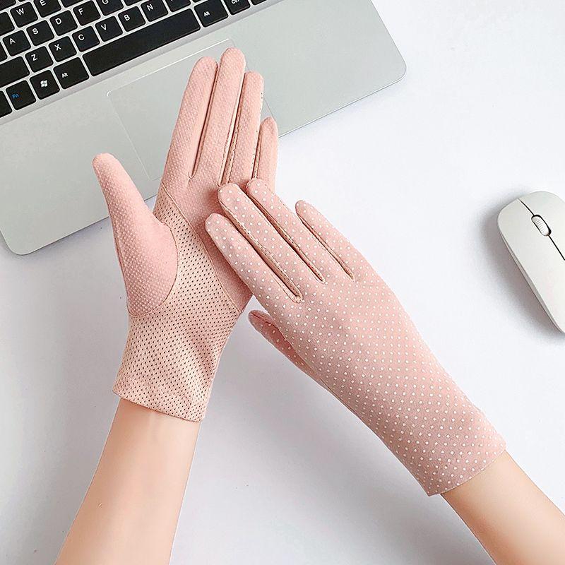 

Перчатки для защиты от солнца при вождении Женские Тонкие Летние Защита от УФ-лучей Эластичные Весенние Велосипедные Защита от солнца Нескользящие Дышащие Хлопковые Короткие Dot Light Plate-Leather Powder All yards