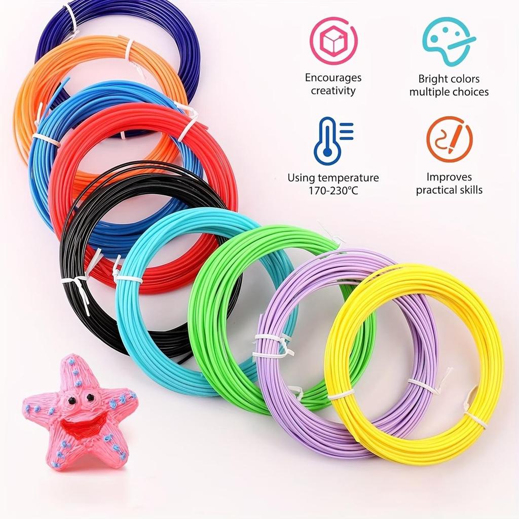 5M 1,75mm 3D-Druckstift-Filament-Minen PLA/ABS/PCL-Kunststoff-Doodle-Zubehör (10/20 Farben)