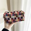 Retro Plaid Makeup Bag for Women Multicolored Plain Cosmetic Case Women Travel Organizer for Skincare Essentials Case