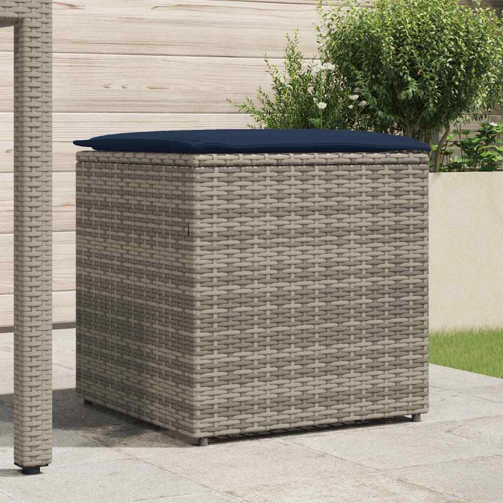 Storage Cushion Box in Grey 50 x 50 x 50 cm Poly Rattan