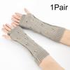 1Pair Fingerless Gloves Half-Finger Hollow Heart Soft Flexible Wool Warm Solid Color Knitted Cold-proof